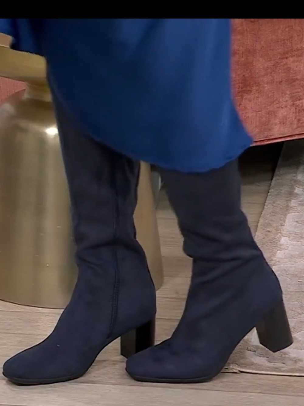 Aerosoles Tall-Shaft Heeled Boots -Micah, Navy Faux Suede, Size 8 Wide, NWT - Picture 2 of 10